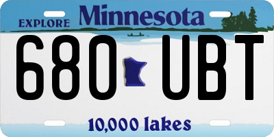 MN license plate 680UBT
