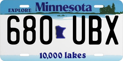 MN license plate 680UBX