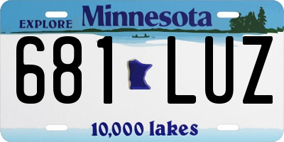 MN license plate 681LUZ