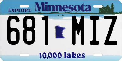 MN license plate 681MIZ