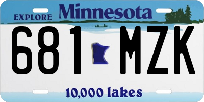 MN license plate 681MZK