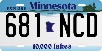 MN license plate 681NCD