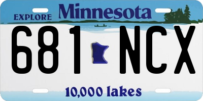 MN license plate 681NCX