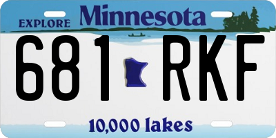 MN license plate 681RKF