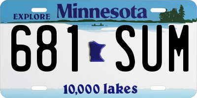MN license plate 681SUM