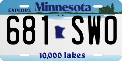 MN license plate 681SWO