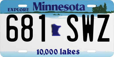 MN license plate 681SWZ