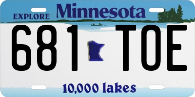 MN license plate 681TOE