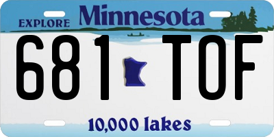 MN license plate 681TOF
