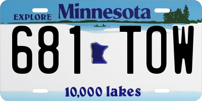 MN license plate 681TOW