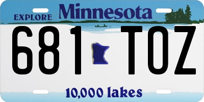 MN license plate 681TOZ