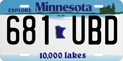 MN license plate 681UBD