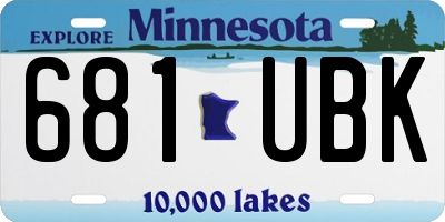 MN license plate 681UBK