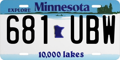 MN license plate 681UBW