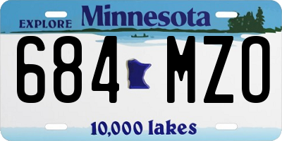 MN license plate 684MZO