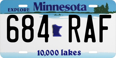 MN license plate 684RAF