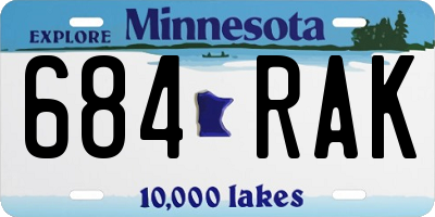 MN license plate 684RAK