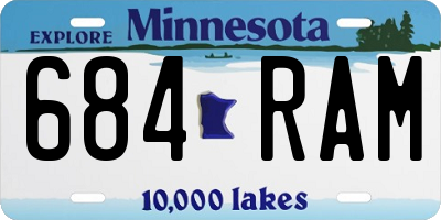 MN license plate 684RAM