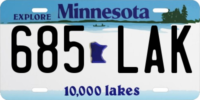 MN license plate 685LAK