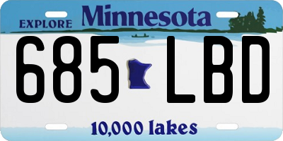 MN license plate 685LBD