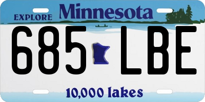 MN license plate 685LBE
