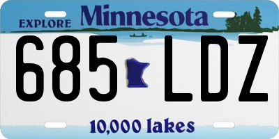 MN license plate 685LDZ