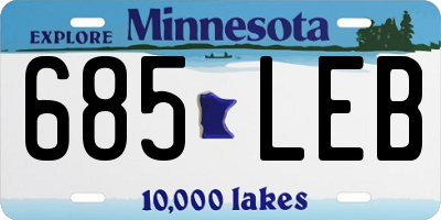 MN license plate 685LEB