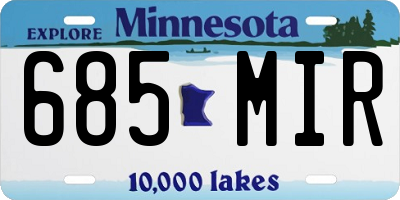 MN license plate 685MIR