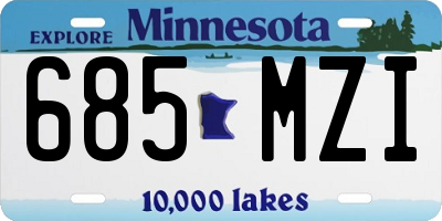 MN license plate 685MZI