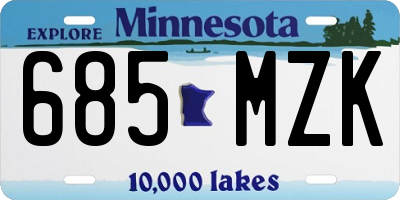 MN license plate 685MZK