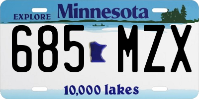 MN license plate 685MZX