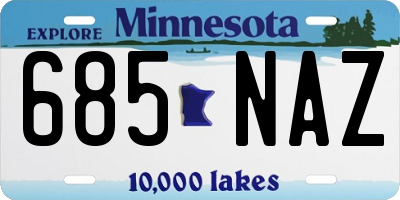 MN license plate 685NAZ