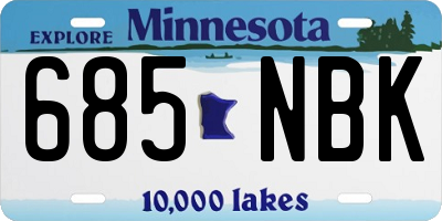 MN license plate 685NBK