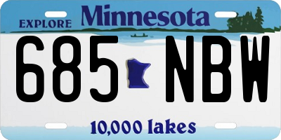 MN license plate 685NBW