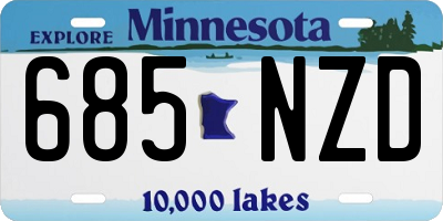 MN license plate 685NZD