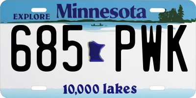 MN license plate 685PWK