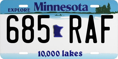 MN license plate 685RAF
