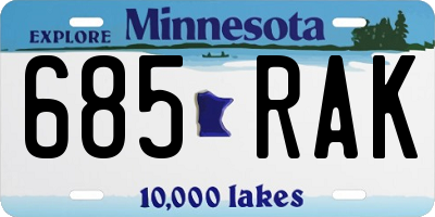 MN license plate 685RAK