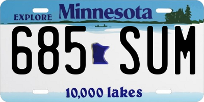 MN license plate 685SUM