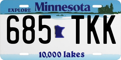 MN license plate 685TKK