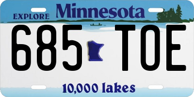 MN license plate 685TOE