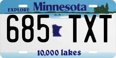 MN license plate 685TXT