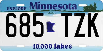 MN license plate 685TZK