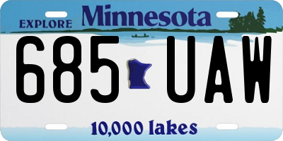 MN license plate 685UAW