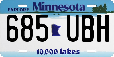 MN license plate 685UBH