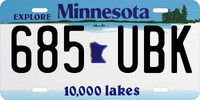 MN license plate 685UBK