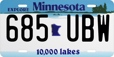 MN license plate 685UBW