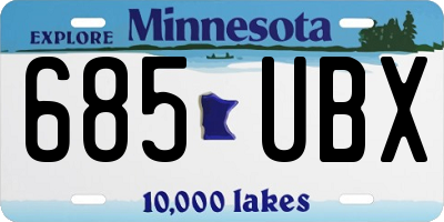 MN license plate 685UBX