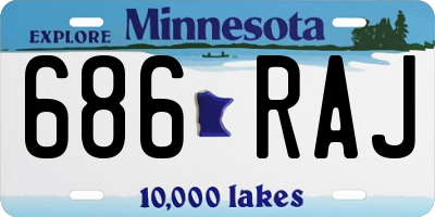 MN license plate 686RAJ