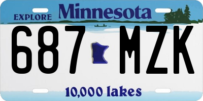 MN license plate 687MZK